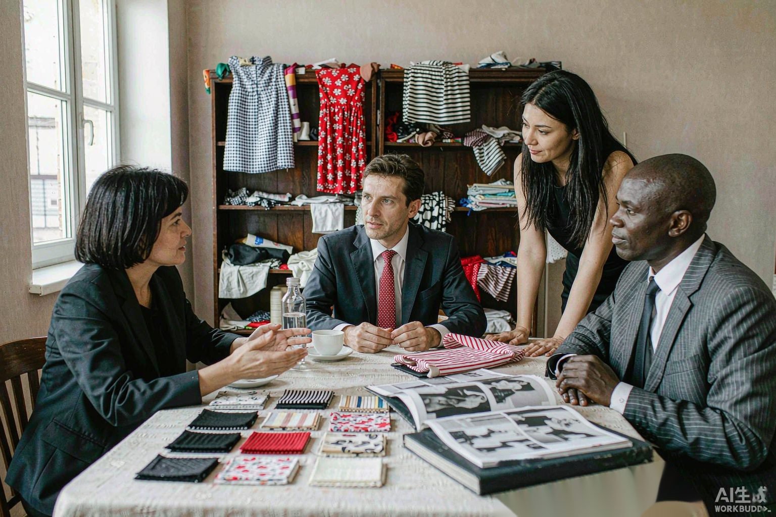 Price negotiation meeting at a supplier factory